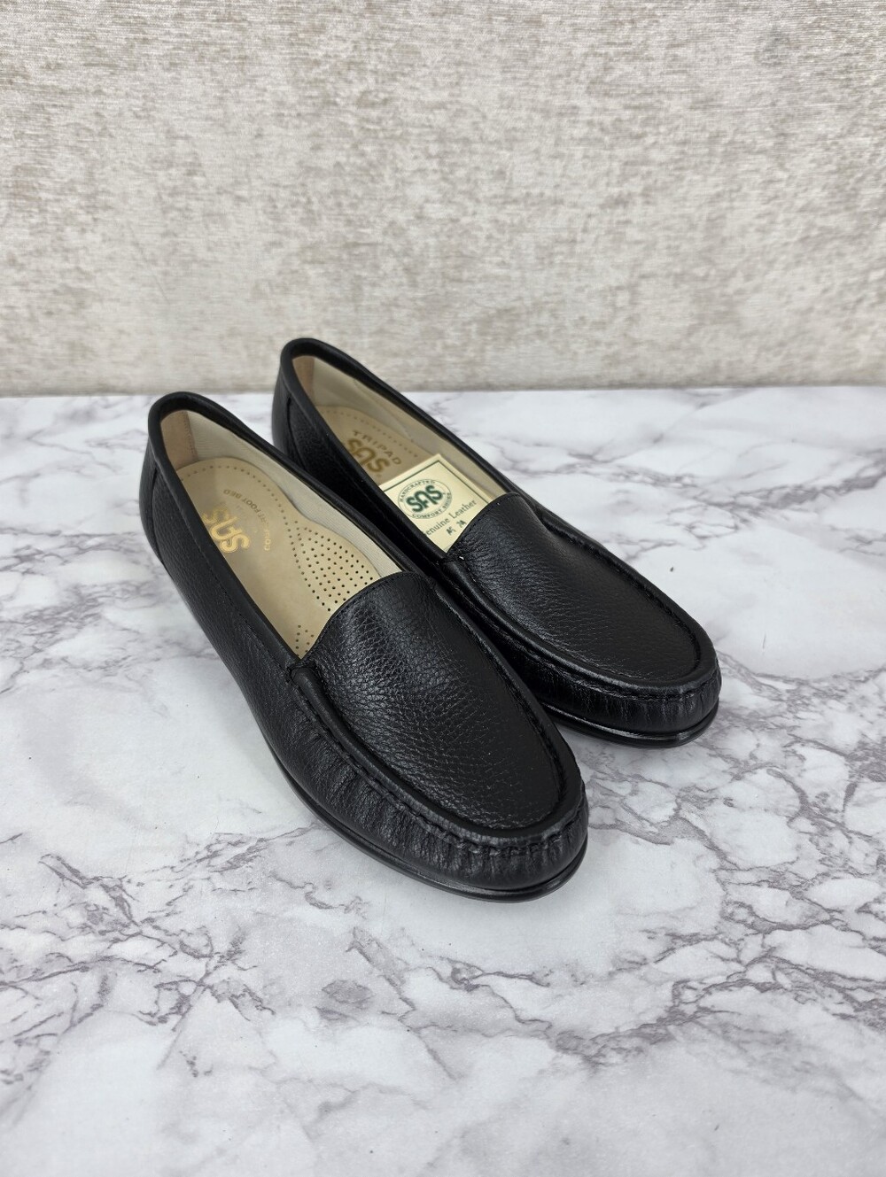 SAS Tripad Simplify Black Leather Moccasin Loafers Women's Size 7 LIKE NEW